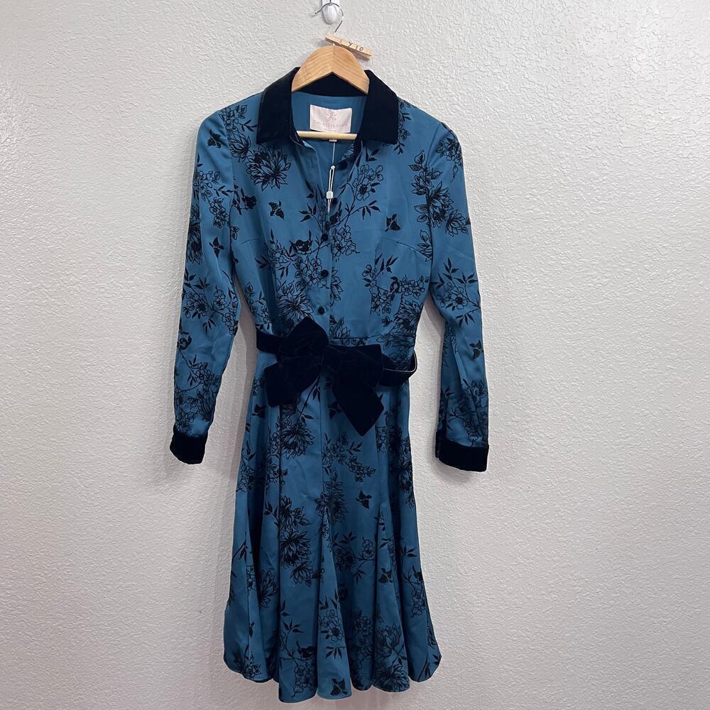 Gal Meets Glam office wear work wear dress in teal blue  size 4 - Picture 3 of 10
